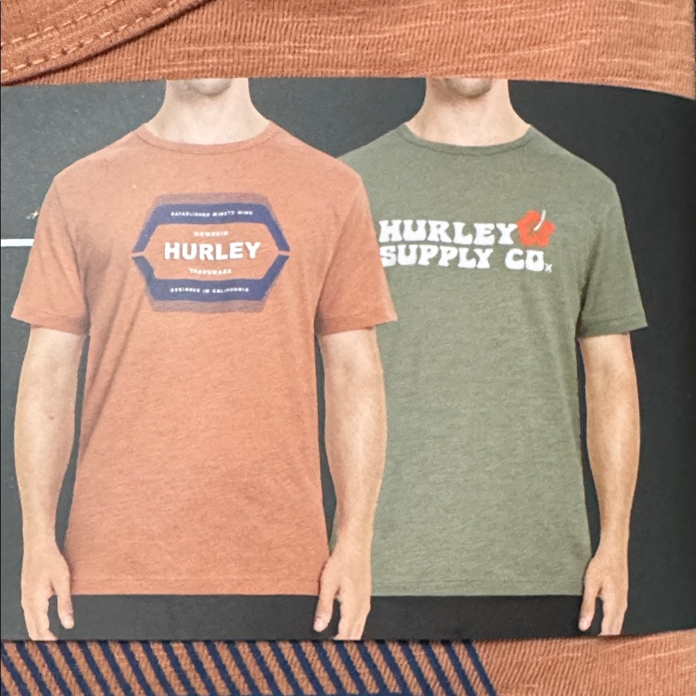 Hurley Graphic Tee 2-Pack in Coral and Green
